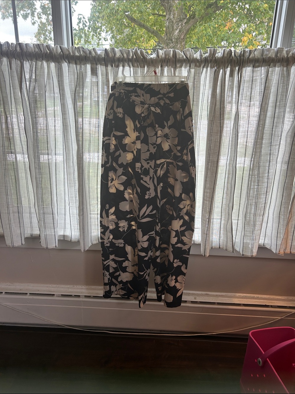 SHEIN Black Wide-Leg Floral Jumpsuit with Cream Print